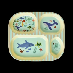 Rice Barnetallerken med 4 rom, Blått havmotiv, Outlet