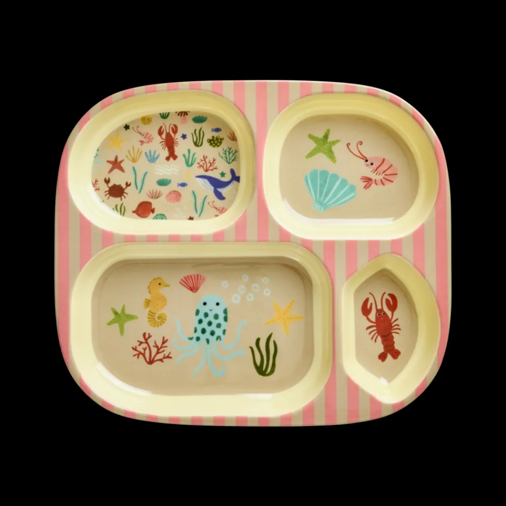 Rice Barnetallerken med 4 rom, Korallhavmotiv, New