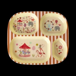 Rice Barnetallerken med 4 rom, Rosa karnevalmotiv, Best