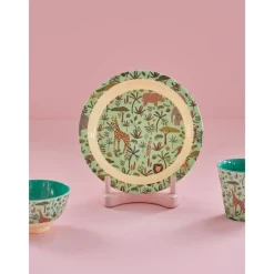 Rice Barnetallerken med jungeldyrmotiv, Grønn, Outlet