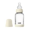 BIBS Glassflaske, Silikon, 120 ml, Slow Flow, Ivory New