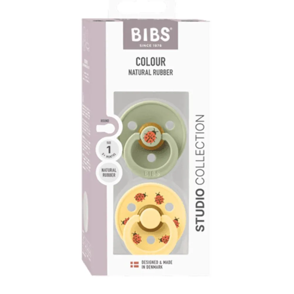 BIBS Smokk, 2 pk, Ladybug, Latex Size 1, Sage Mix Hot