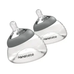 Brystmelkflaske, Nanobébé, Grå,150 ml, 2pk Gen 2 New