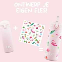Drikkeflaske, IZY Kids, Pink Flamingo, 350 ml