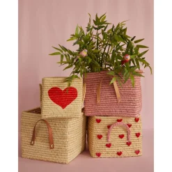 Rice Firkantet kurv med skinnhåndtak, Naturfarge, New