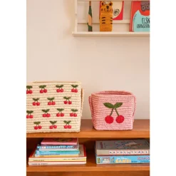 Rice Firkantet kurv med stort kirsebærbroderi, Online