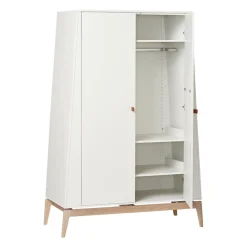 Leander Garderobeskap, Luna, Stor, Hvit/Eik New