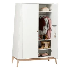 Leander Garderobeskap, Luna, Stor, Hvit/Eik New