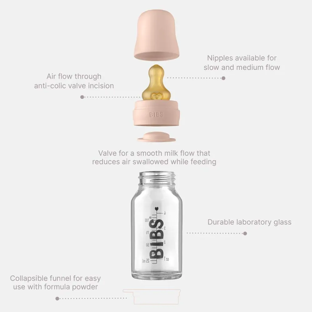 Bibs Glassflaske, , Latex, 225ml, Blush