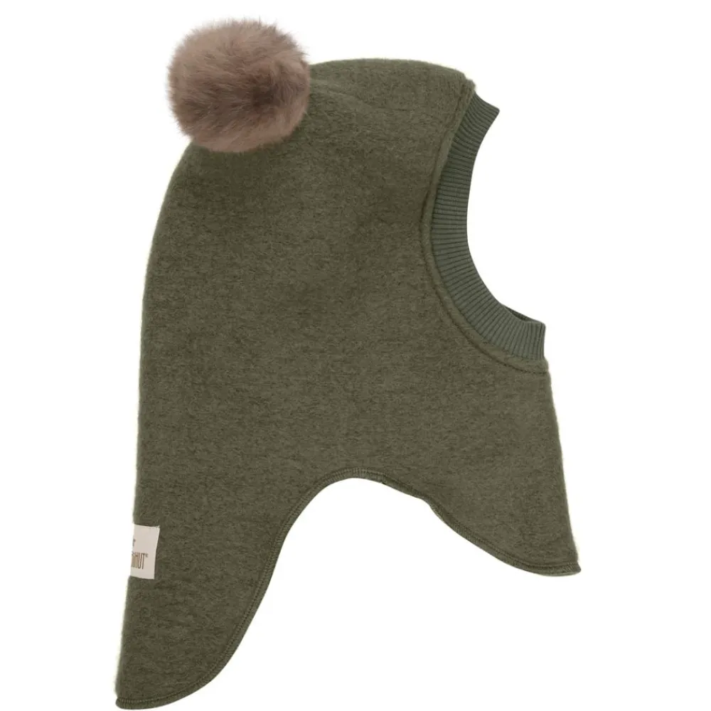 Huttelihut Balaclava Ull/Alpaca Pompoms,, Beetle