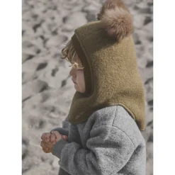 Huttelihut Balaclava Ull/Alpaca Pompoms,, Beetle