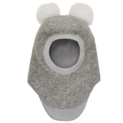 Huttelihut Balaclava Ull/Alpaca Pompoms,, Medium Grey Melange Clearance