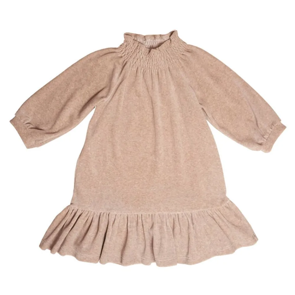 Huttelihut Kjole, , Velour, Nova, Camel Best