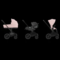 Cybex Komplett barnevogn, , Priam, Matt Black/Peach Pink New