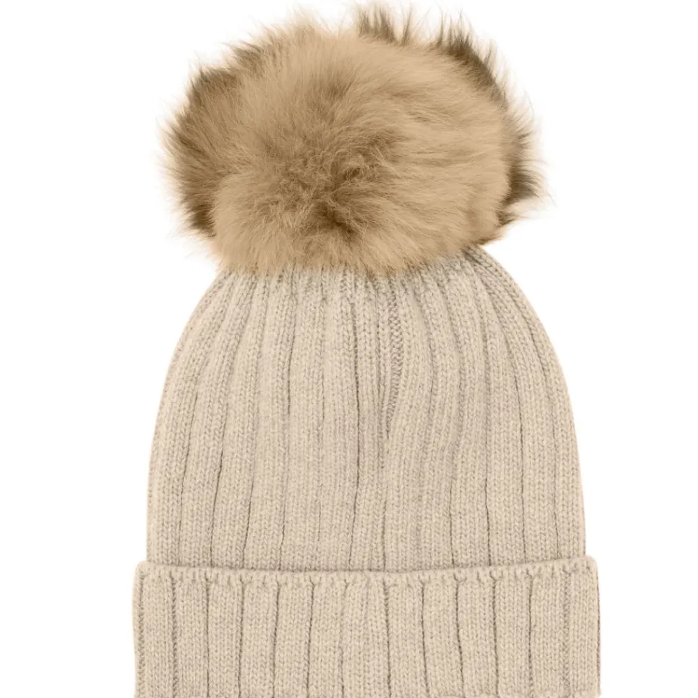 Huttelihut Lue, , AlpacaWool Pompom, Sand Melange New