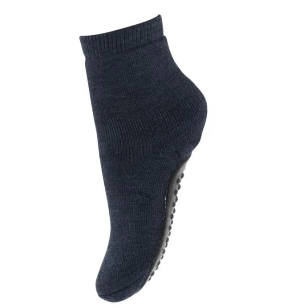 Mp Ullsokker m/antiskli, Dark Denim Melange