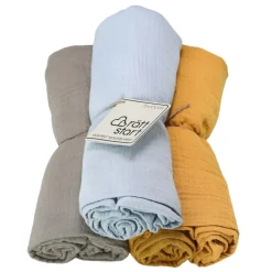 Rätt Start Muslinteppe, , Gult/Beige/Blå, 3 pk Hot