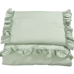 Sengesett, NG Baby, Lin Ruffle, Sage Green, 65x80/35x40cm Discount