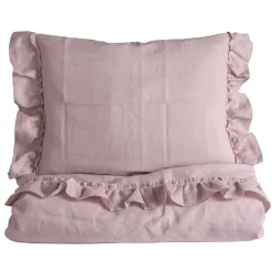 Sengesett, NG Baby, Lin Ruffle, Rosa, 65x80/35x40cm