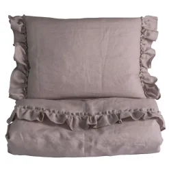 Sengesett, NG Baby, Lin Ruffle, Dusty Pink, 65x80/35x40cm