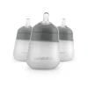 Silikontåteflaske (myk), Nanobébé, Flexy, Grå, 270 ml, 3pk Discount