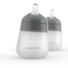 Silikontåteflaske (myk), Nanobébé, Flexy, Grå, 270 ml, 2pk Discount
