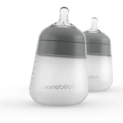 Silikontåteflaske (myk), Nanobébé, Flexy, Grå, 270 ml, 2pk Discount