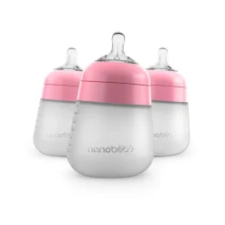 Silikontåteflaske (myk), Nanobébé, Flexy, Rosa 270 ml, 3pk Outlet