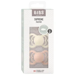 Bibs Smokk, , Supreme, Silicone, Size 2, Ivory/Blush, 2pk