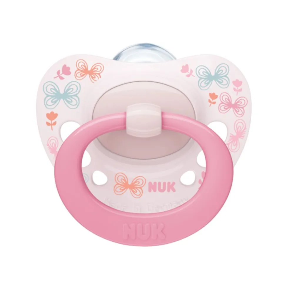 NUK Smokk, , Signature Silikon, Rosa/Grønn 6-18 mnd