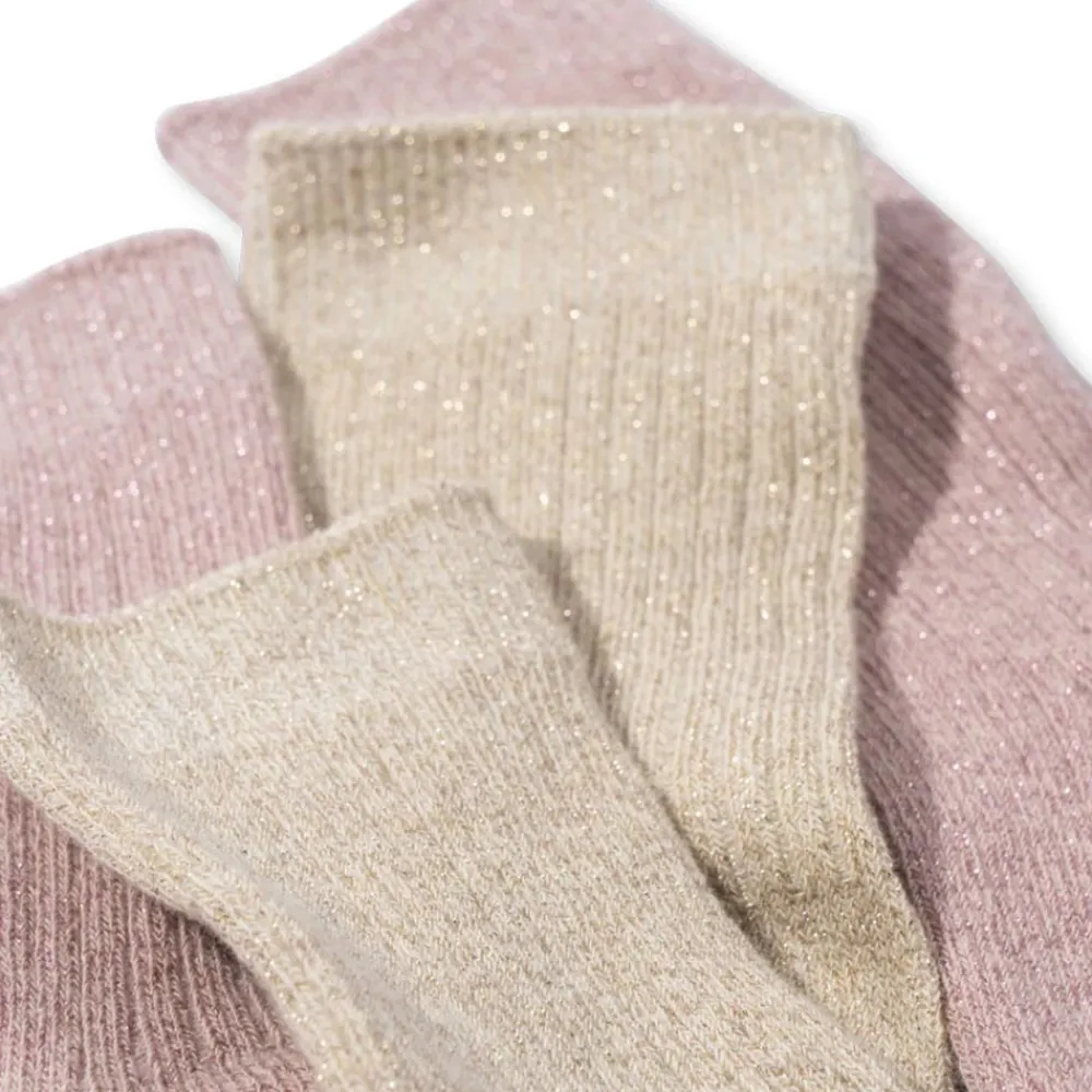 Konges Sløjd Sokker, , Ri,b 2pk, Glitter, Rose/offwhite Best