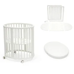 Stokke Mini V3, Hvit, inkl. bed extensions og madrass Hot