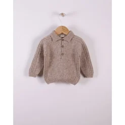 Wedoble Genser m/knepp, Merinoull, Mørk Beige Online